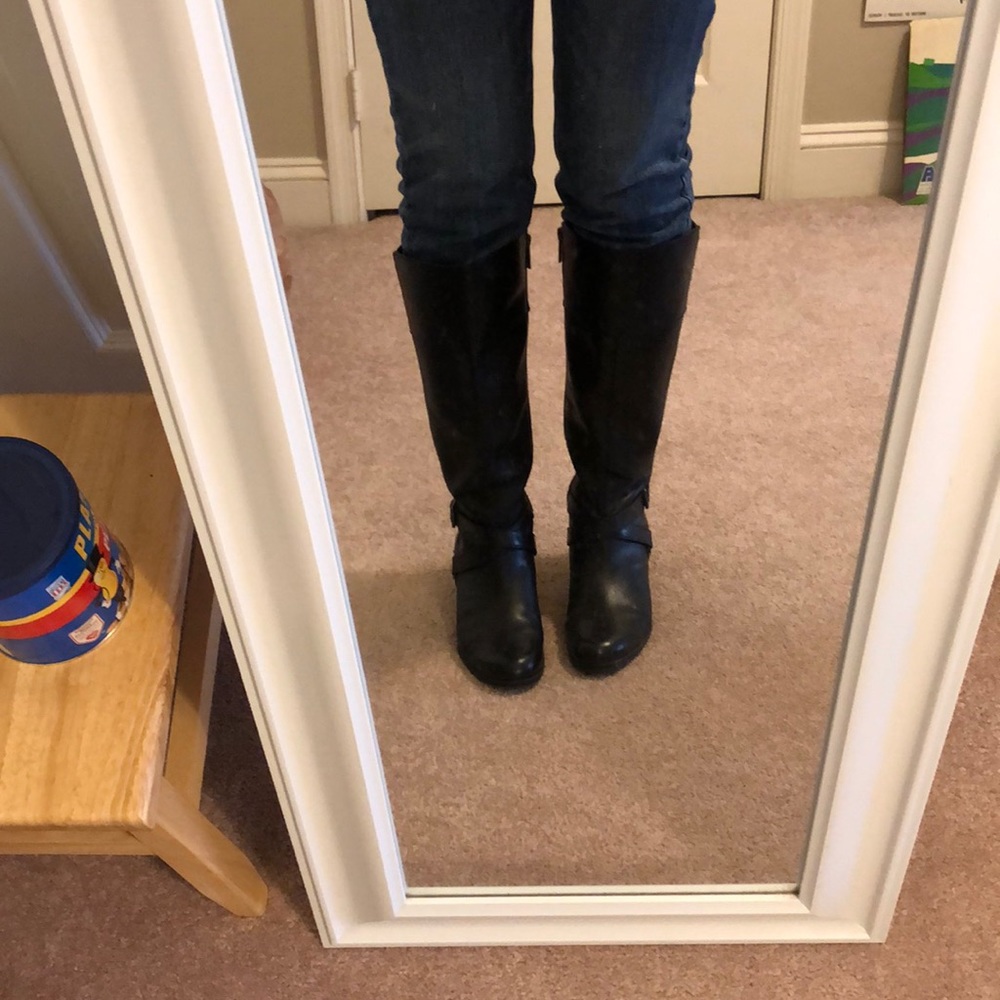black leather boots